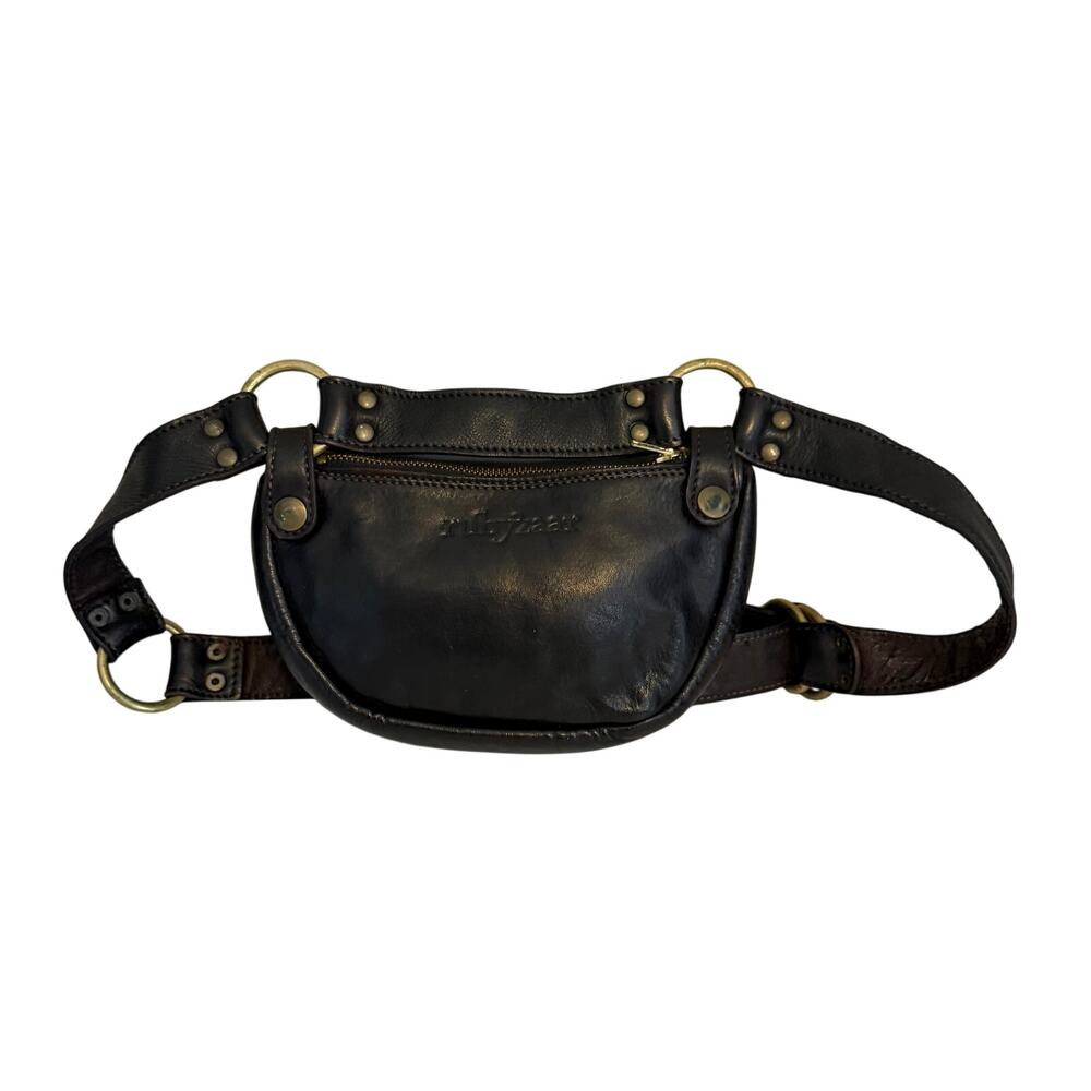 Rubyzaar Leather Fanny Pack Hip Belt Bag Black Utility